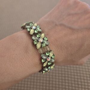 Floral Green and Yellow Gemstone Bracelet